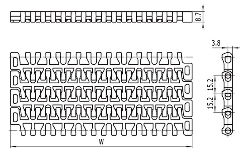 Flat Top 1100 Straight Run Plastic Modular Conveyor belt (9)