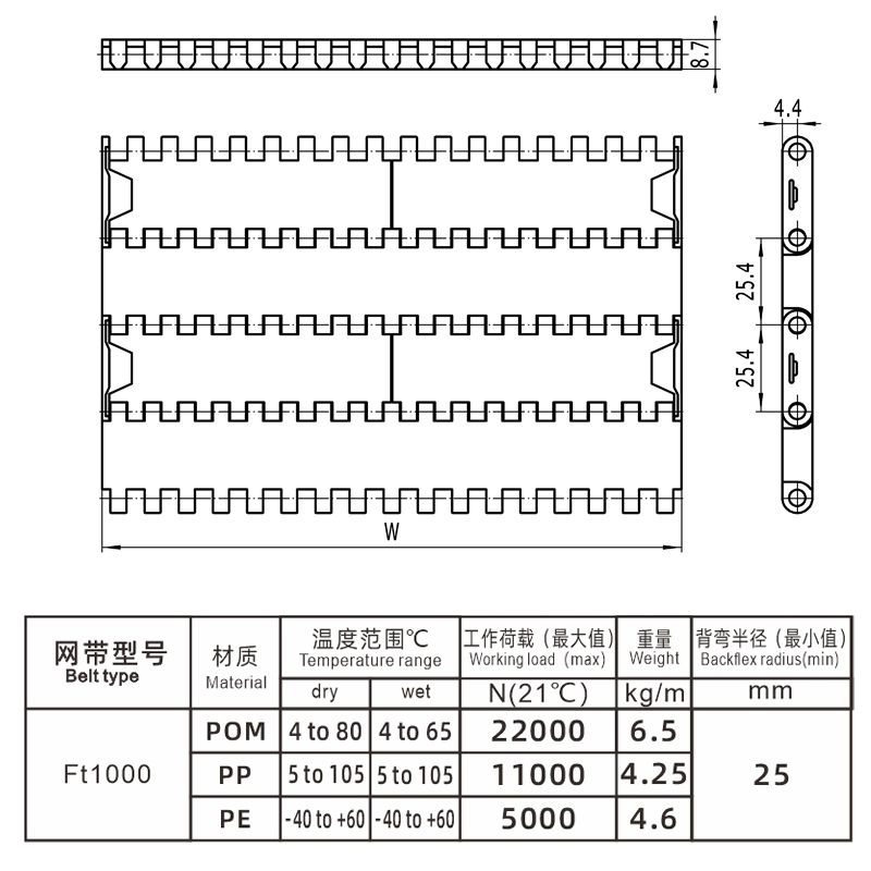 Flat Top Base Flight 1000 for Plastic Modular Belt  (4)