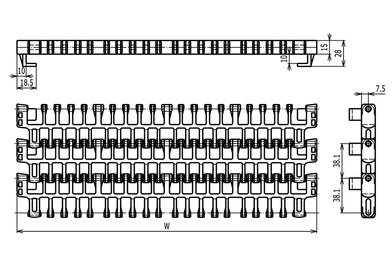 IS615 radius flush grid with Hold-down edge