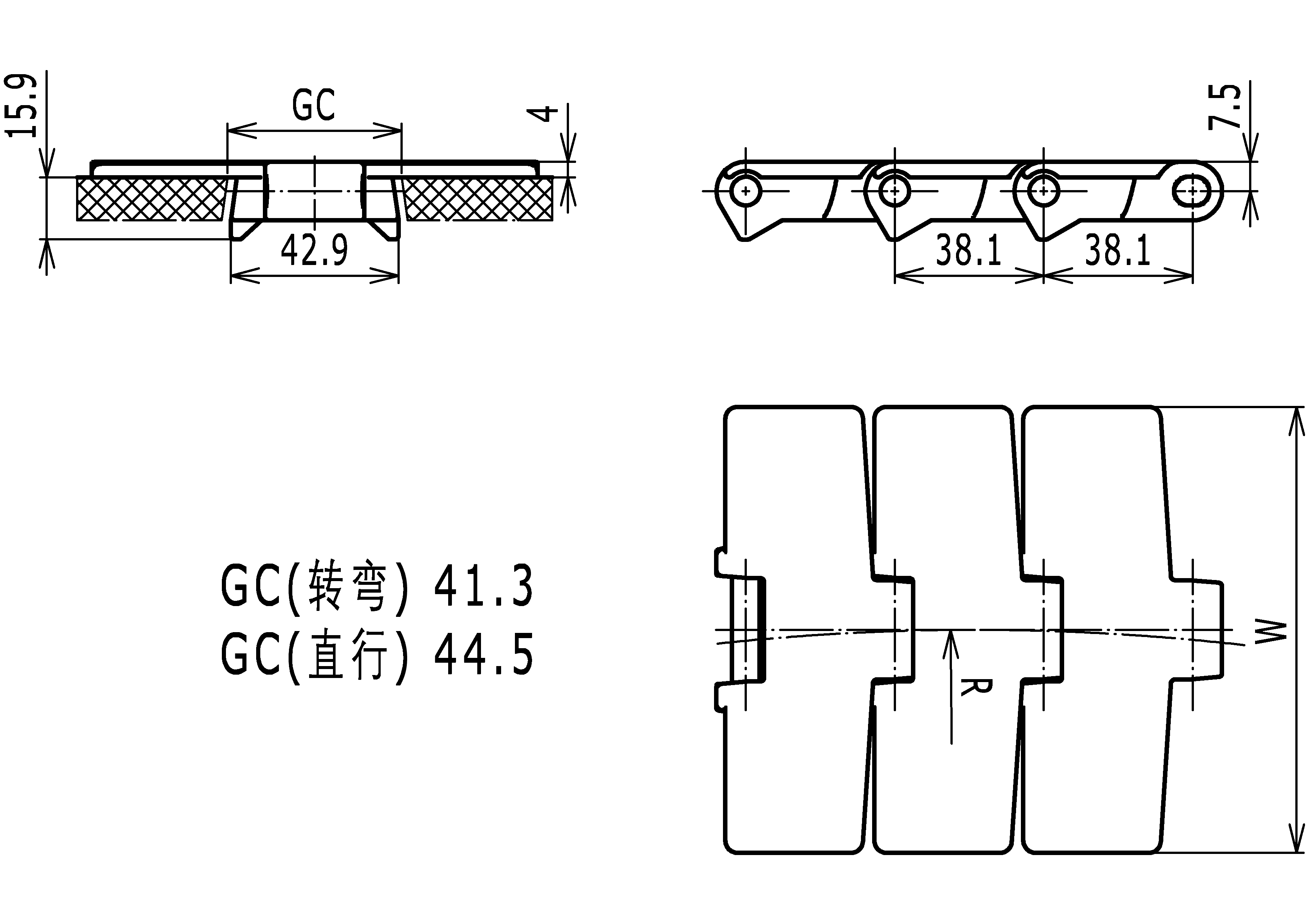 Side flexing：Standard Radius Bevel 880 Series